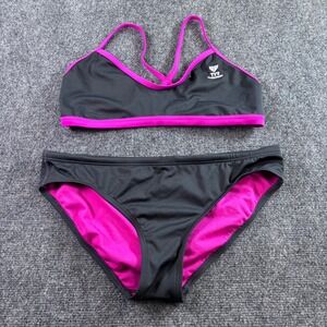 TYR Bikini Set Women XL Black Pink Durafast Athletic Training Swimsuit 2 Piece